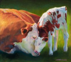 Mother and Calf - Original Oil Painting by Shirley Lehner-Rhoades