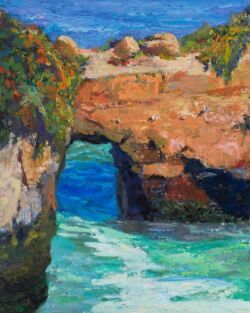 Natural Bridge on West Cliff Drive - Original oil painting by Shirley Lehner-Rhoades