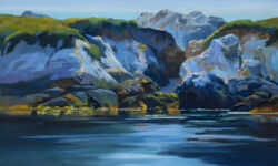 Pebble Beach Cliffs at Spanish Bay Original Oil Painting by Shirley Lehner-Rhoades.