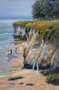 Santa Cruz Surfers - Original Oil Painting by Shirley Lehner-Rhoades 24"x36"